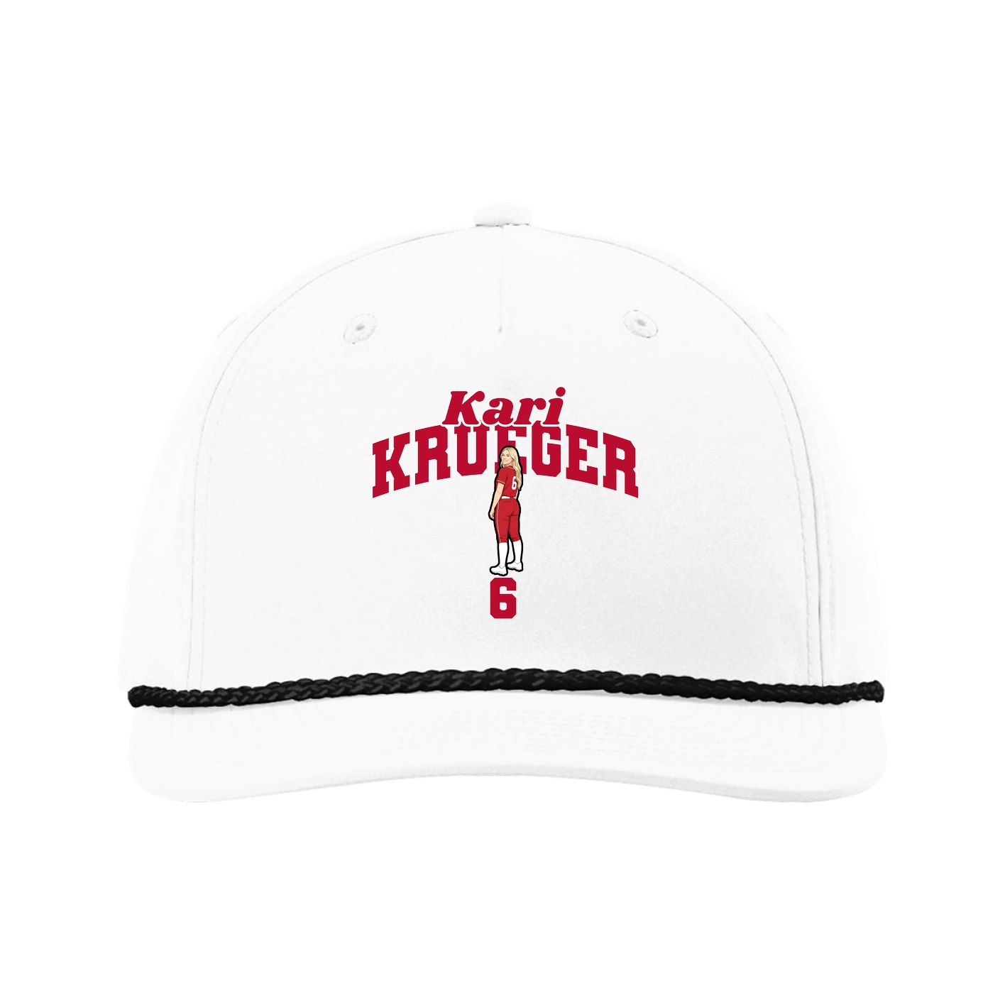 Five-Panel Classic Rope Cap — Signature Arch in White
