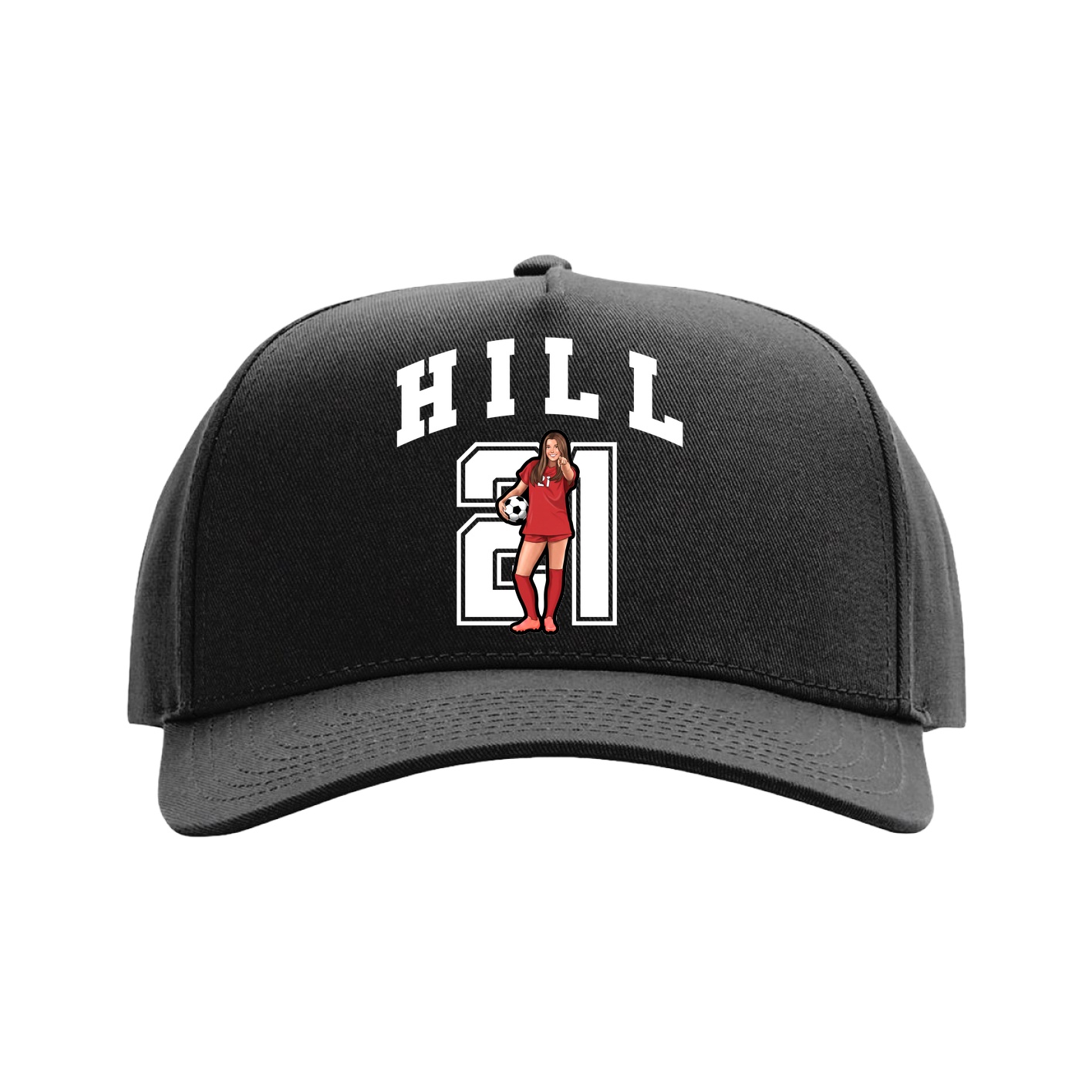 Full Fabric Five-Panel Champ Cap — Number in Black