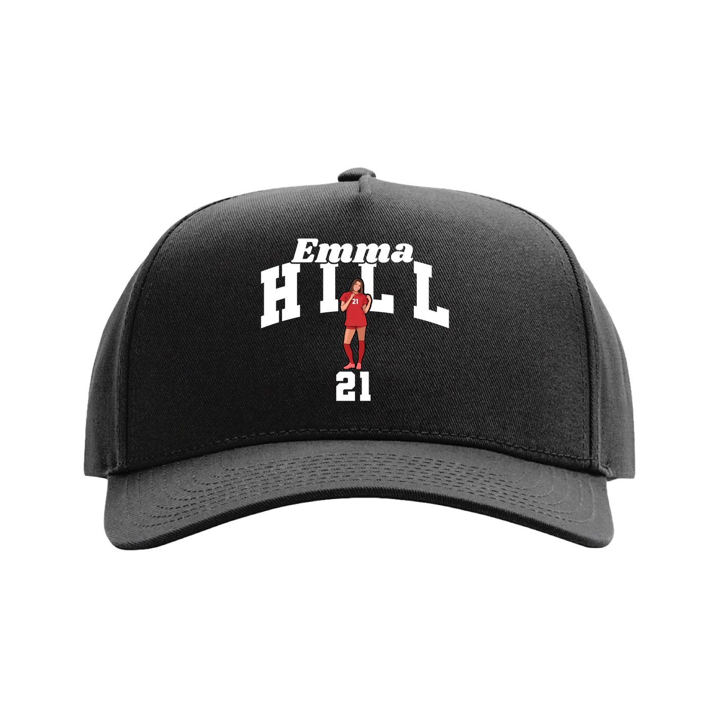 Full Fabric Five-Panel Champ Cap — Signature Arch in Black