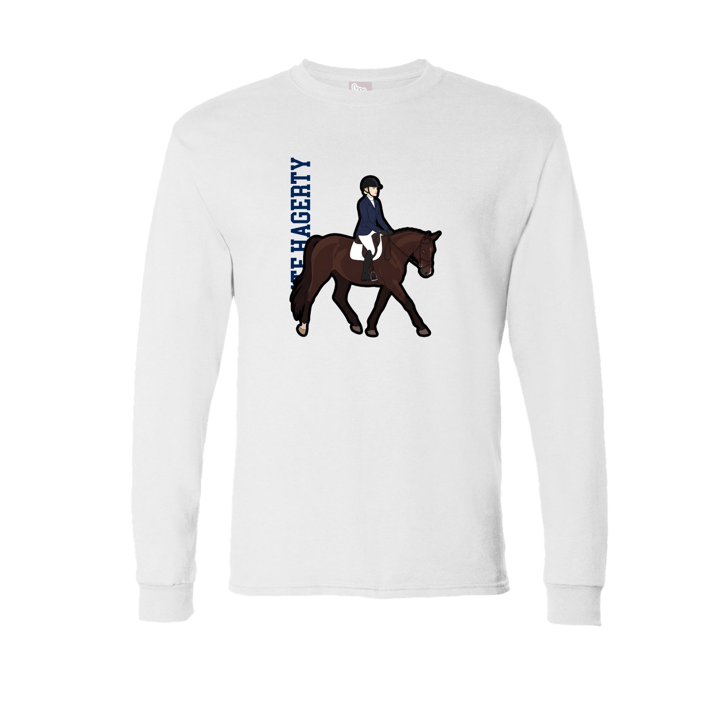 Long Sleeve Tee — Name Vertical in White