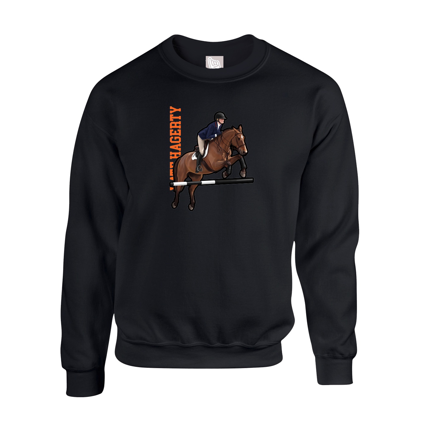 Fleece Crew — Name Vertical in Black