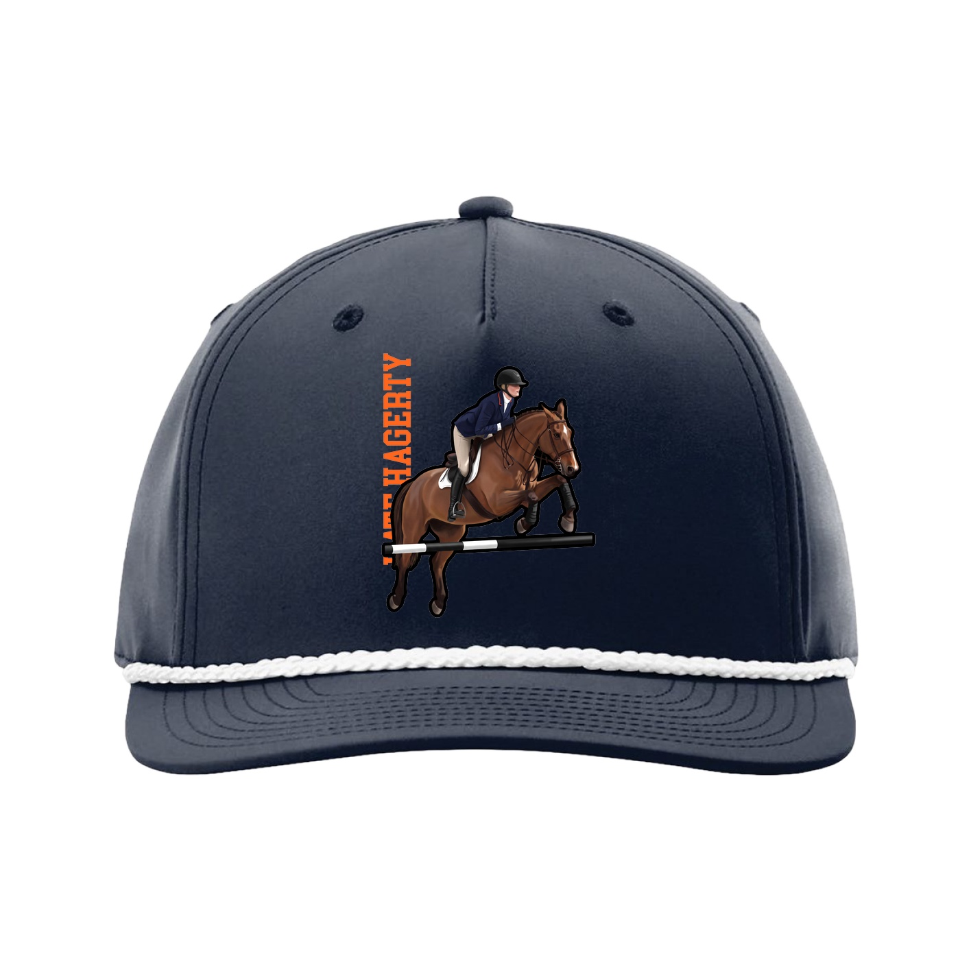 Five-Panel Classic Rope Cap — Name Vertical in Navy