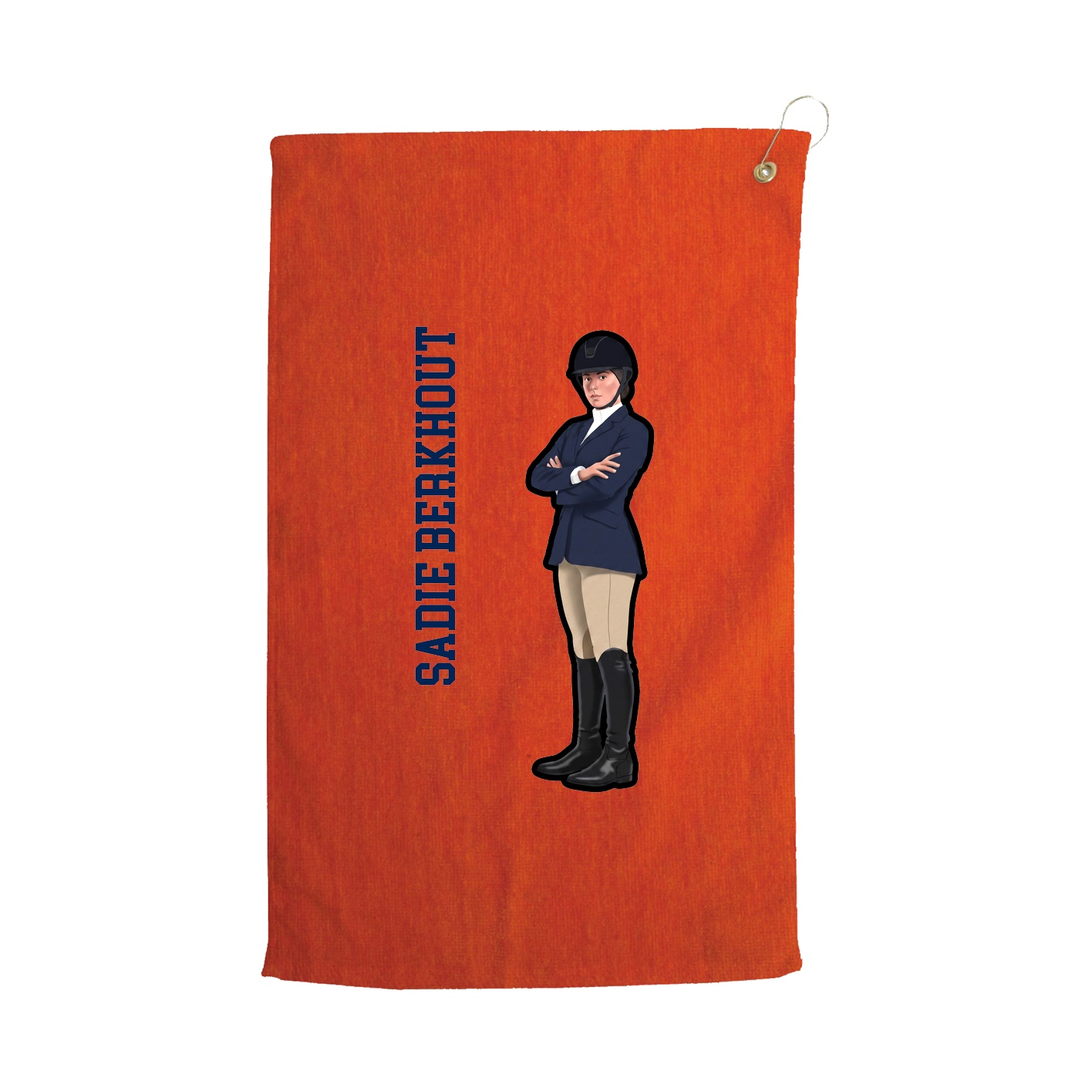 Golf Towel — Name Vertical in Orange