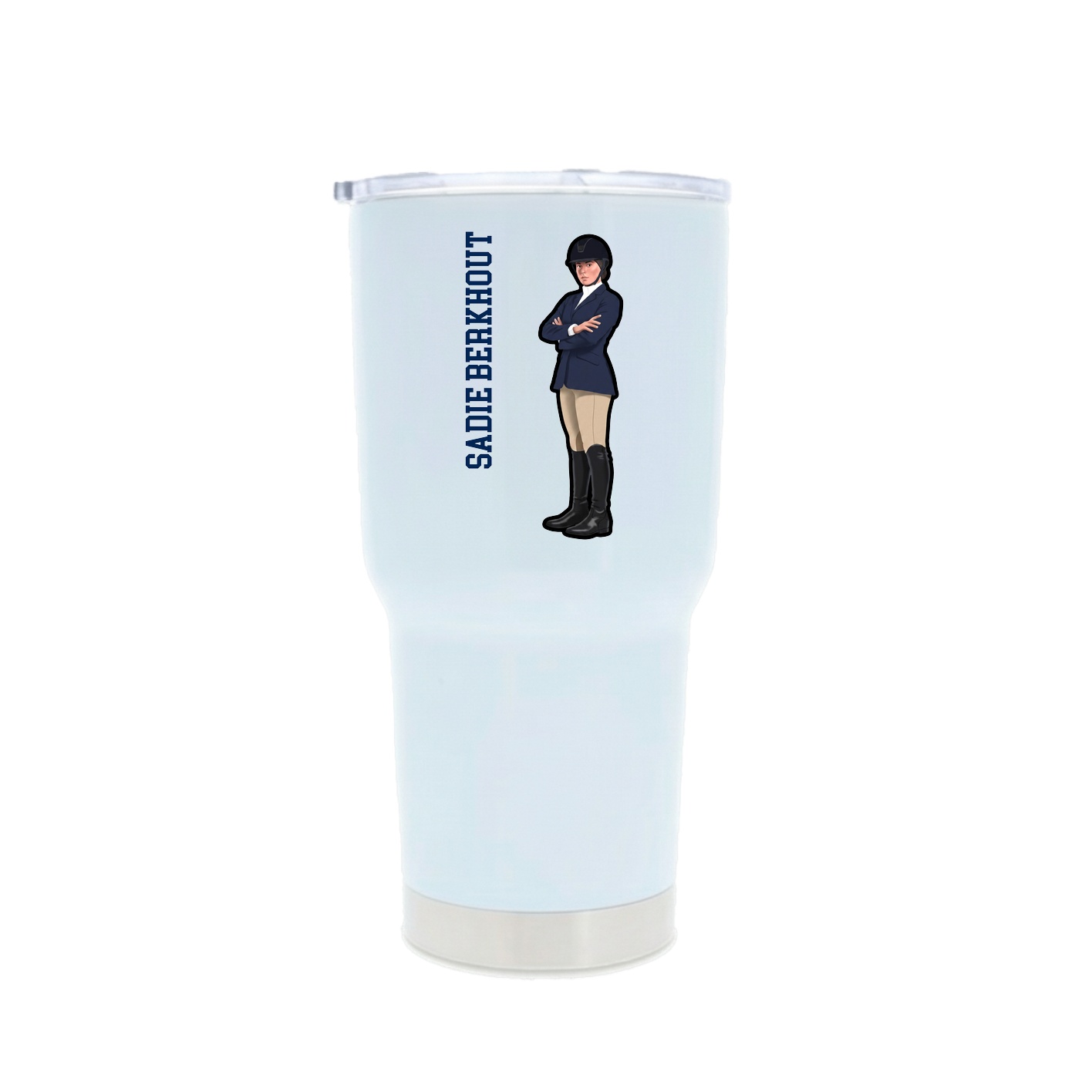 30oz Stainless Steel Tumbler — Name Vertical in White