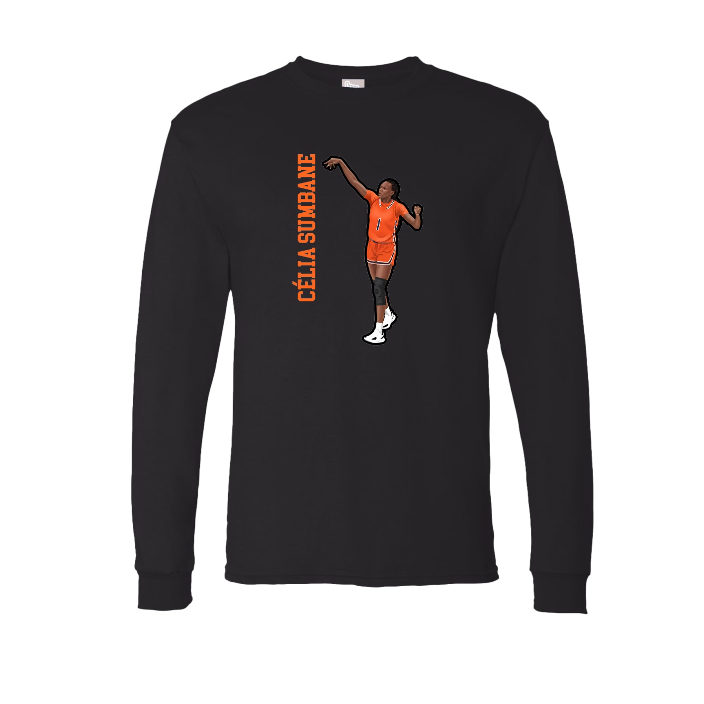 Long Sleeve Tee — Name Vertical in Black