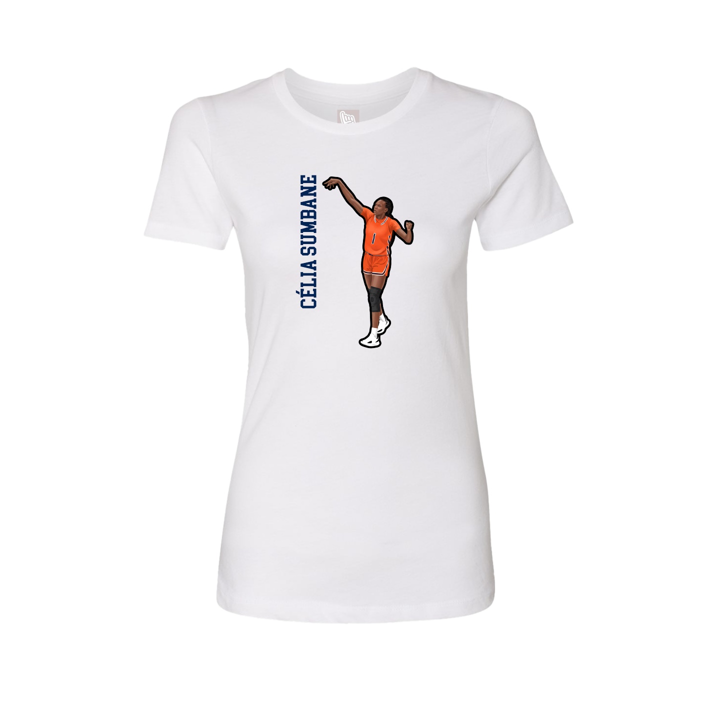 Fitted Women's Tee — Name Vertical in White