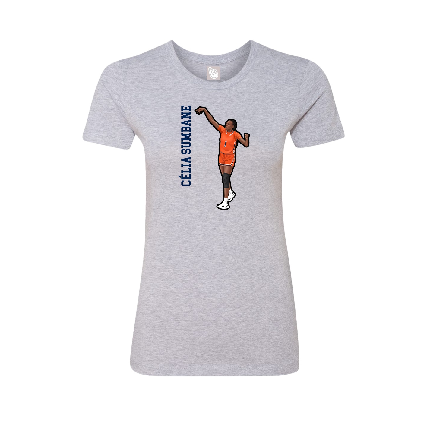 Fitted Women's Tee — Name Vertical in Grey