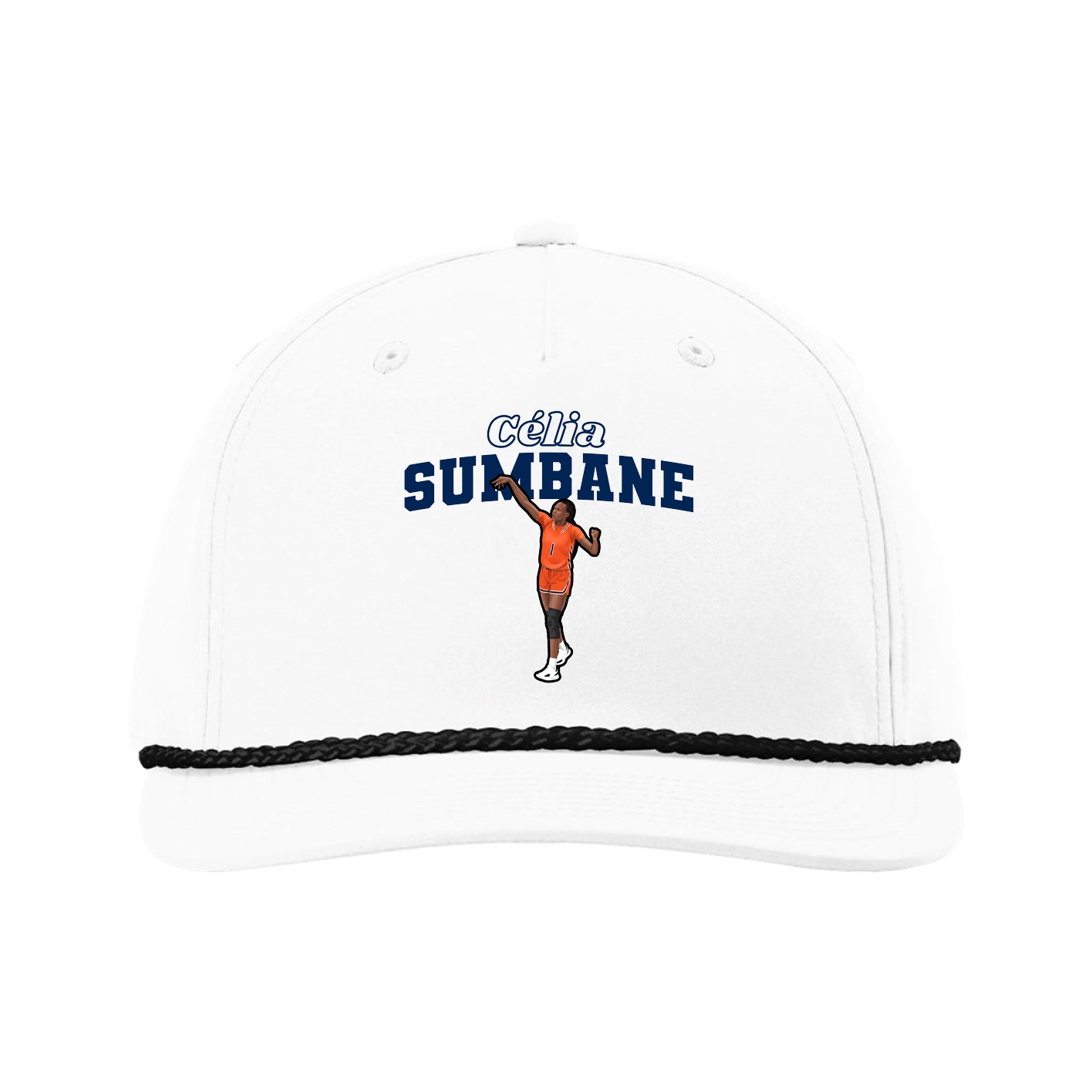 Five-Panel Classic Rope Cap — Name Arch in White