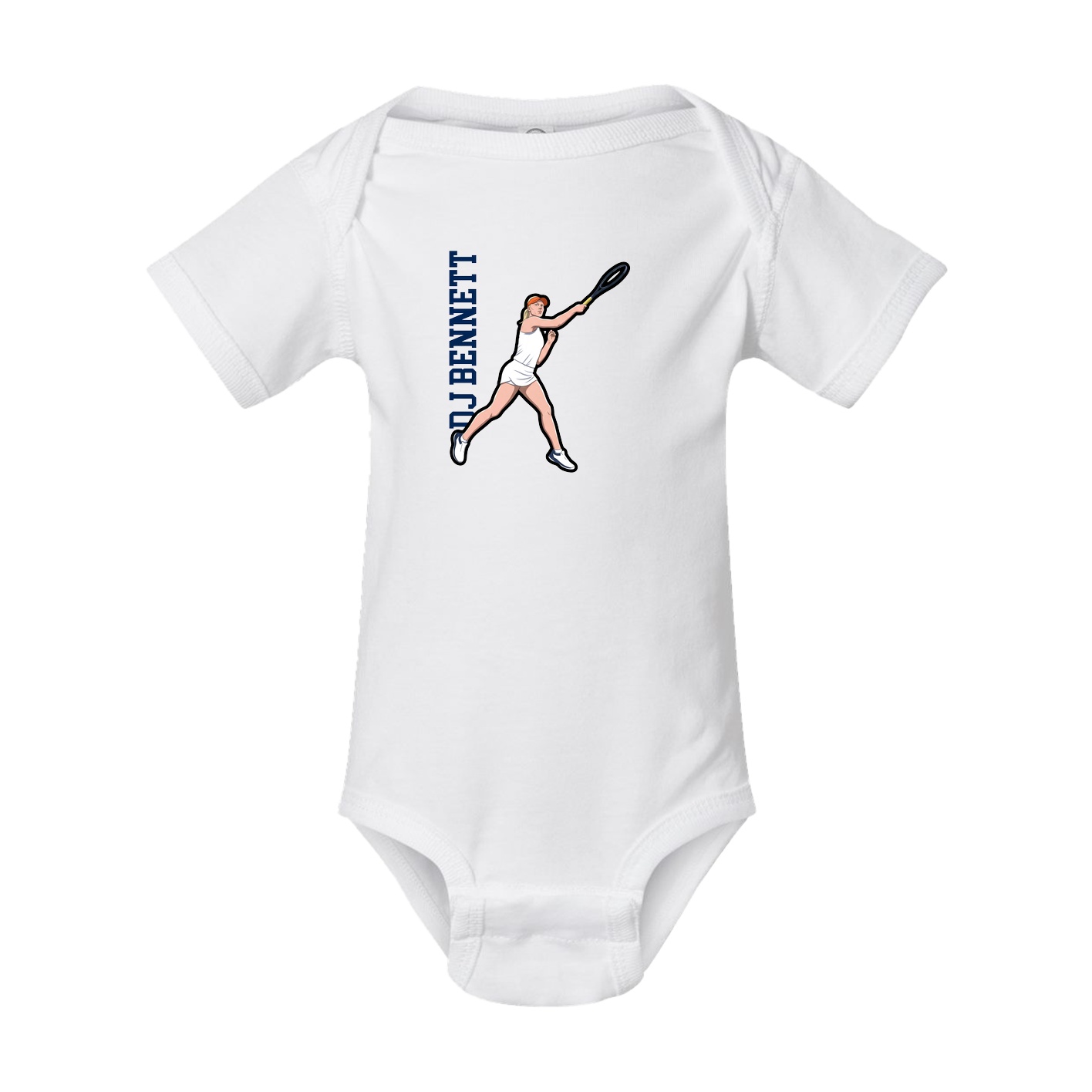 Baby Onesie — Name Vertical in White