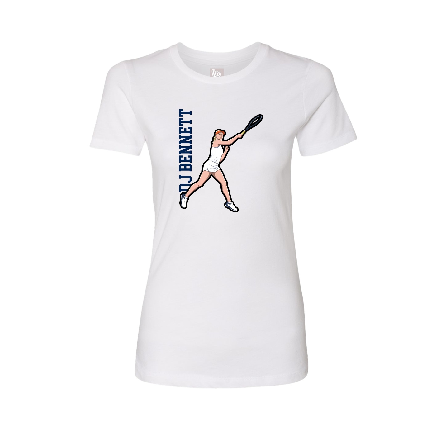 Fitted Women's Tee — Name Vertical in White