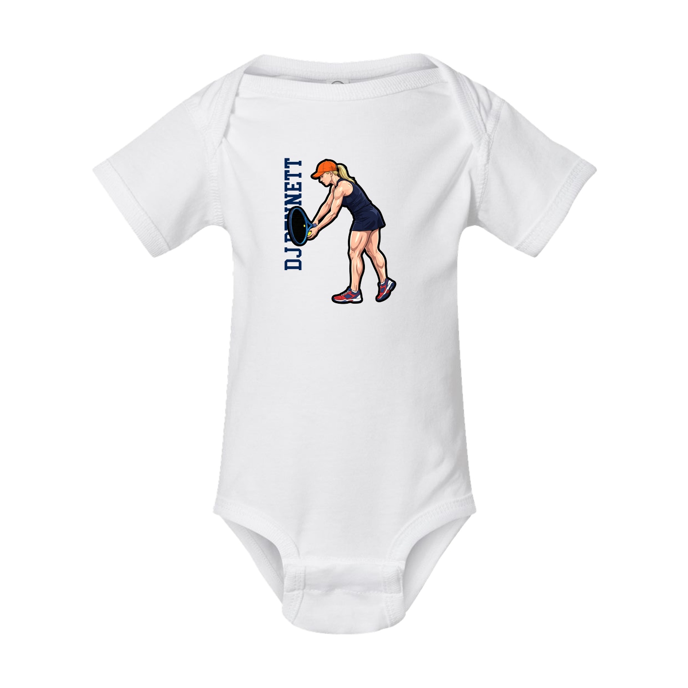 Baby Onesie — Name Vertical in White