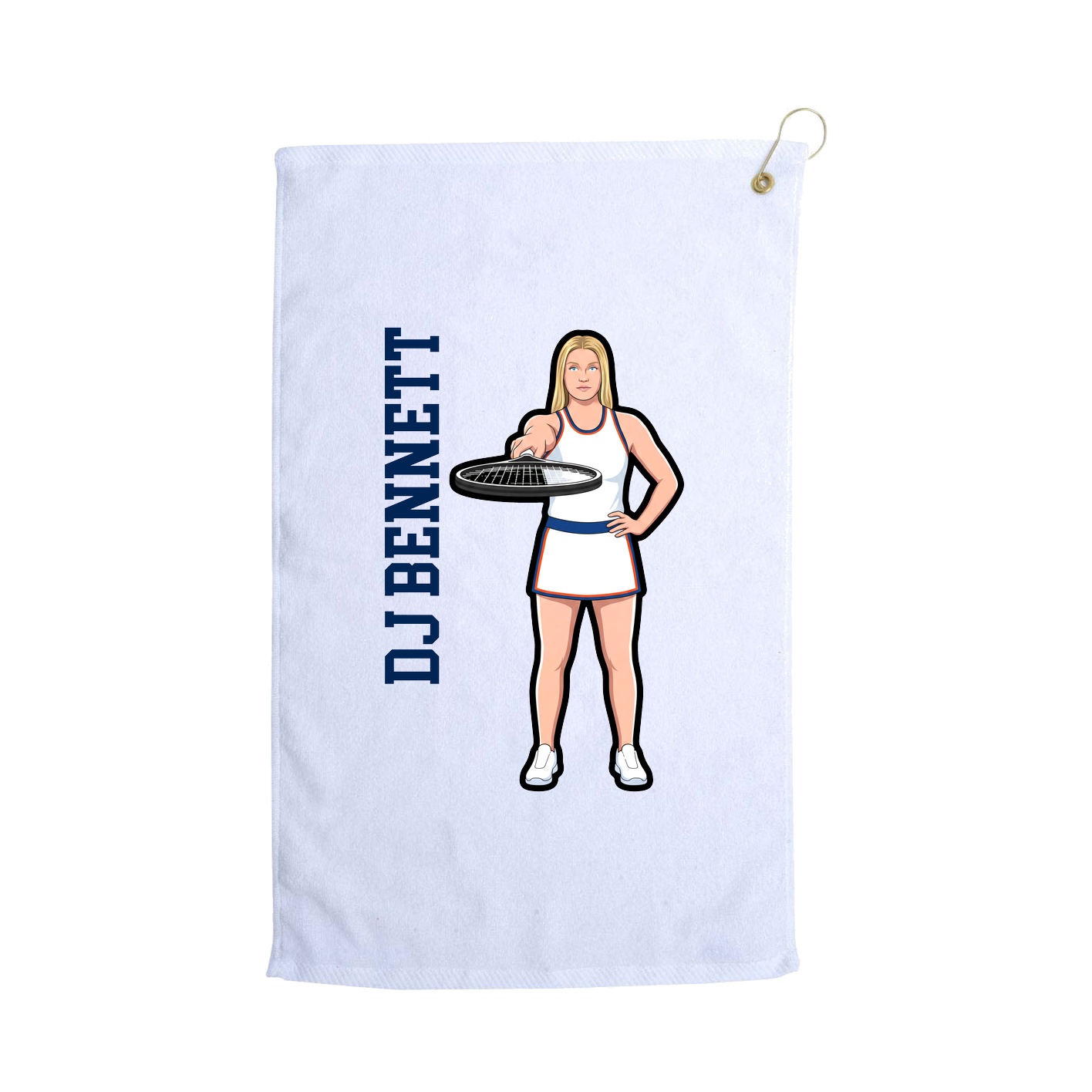 Golf Towel — Name Vertical in White