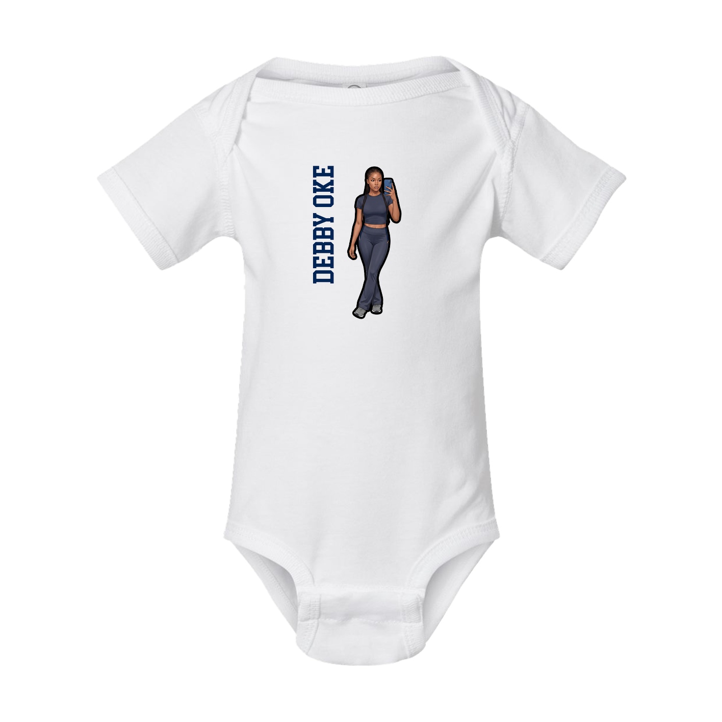 Baby Onesie — Name Vertical in White