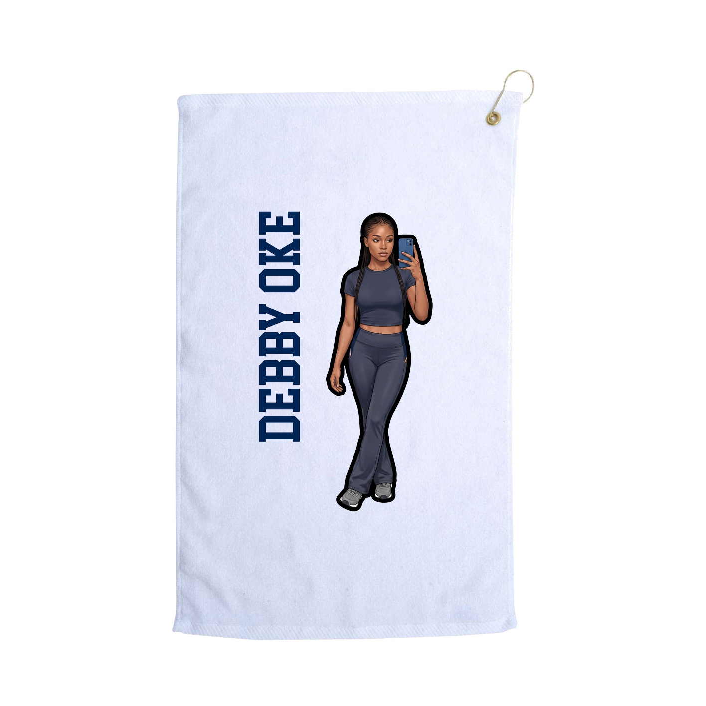 Golf Towel — Name Vertical in White