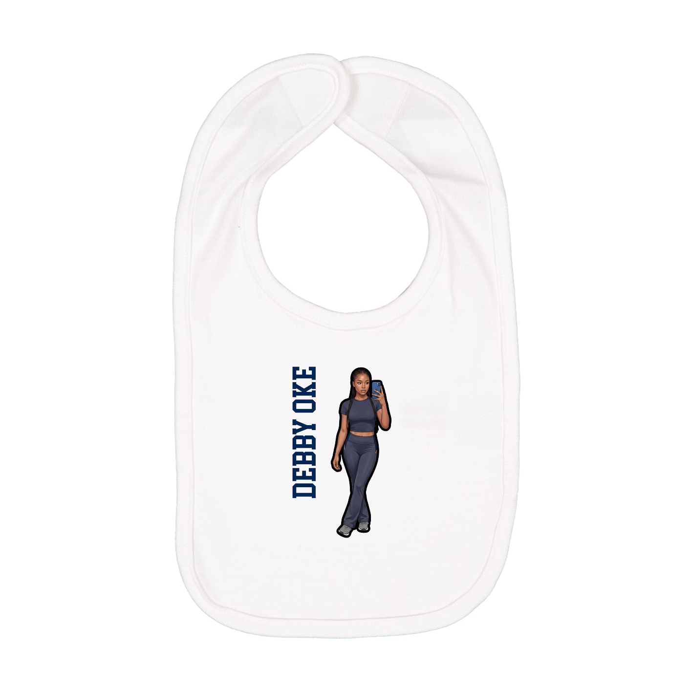 Infant Bib — Name Vertical in White