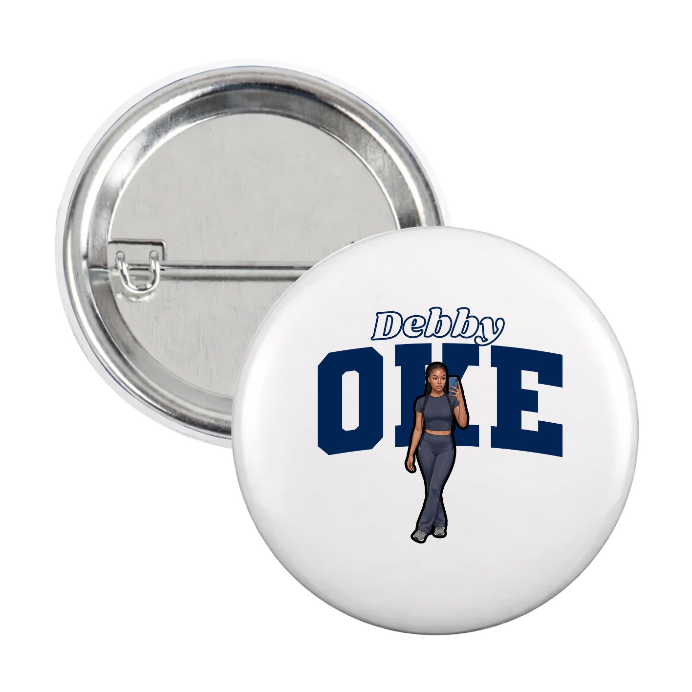 Game Day Button — Name Arch in White