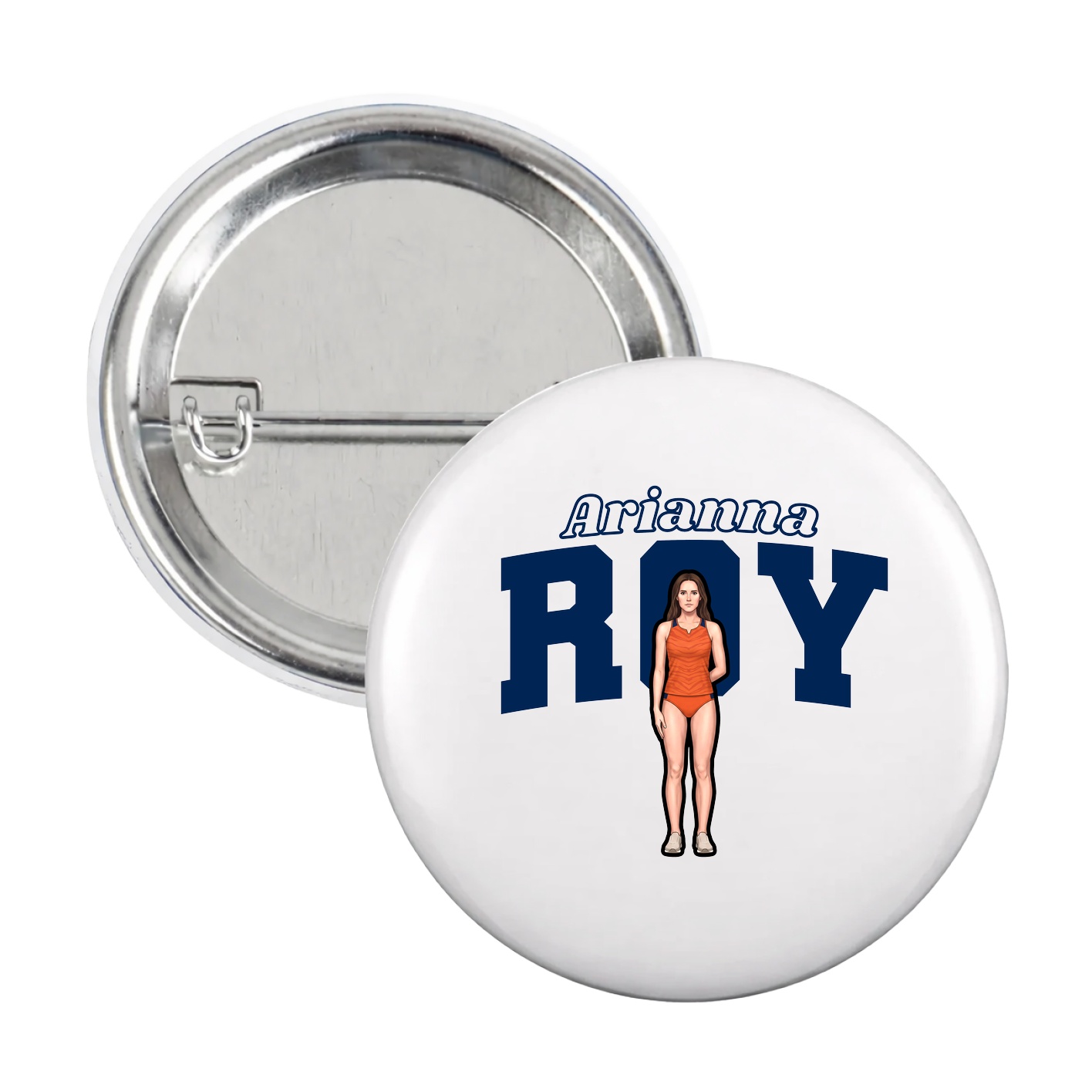 Game Day Button — Name Arch in White