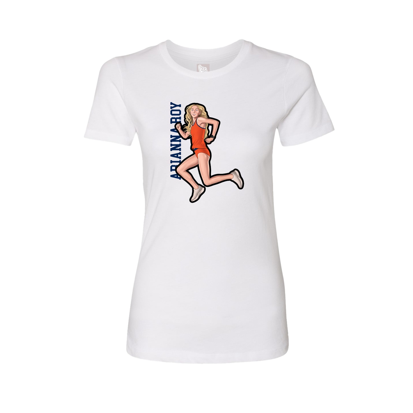 Fitted Women's Tee — Name Vertical in White