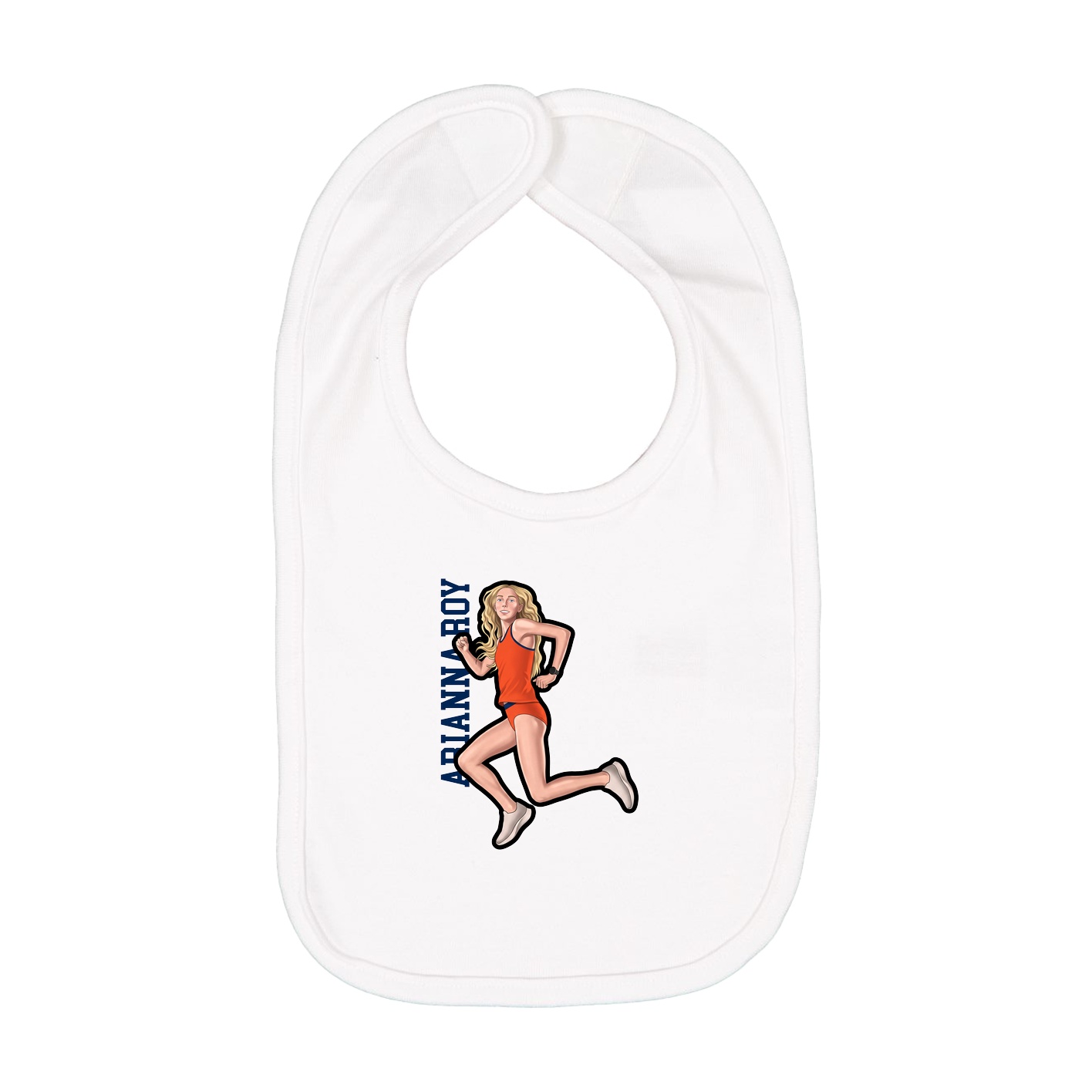 Infant Bib — Name Vertical in White
