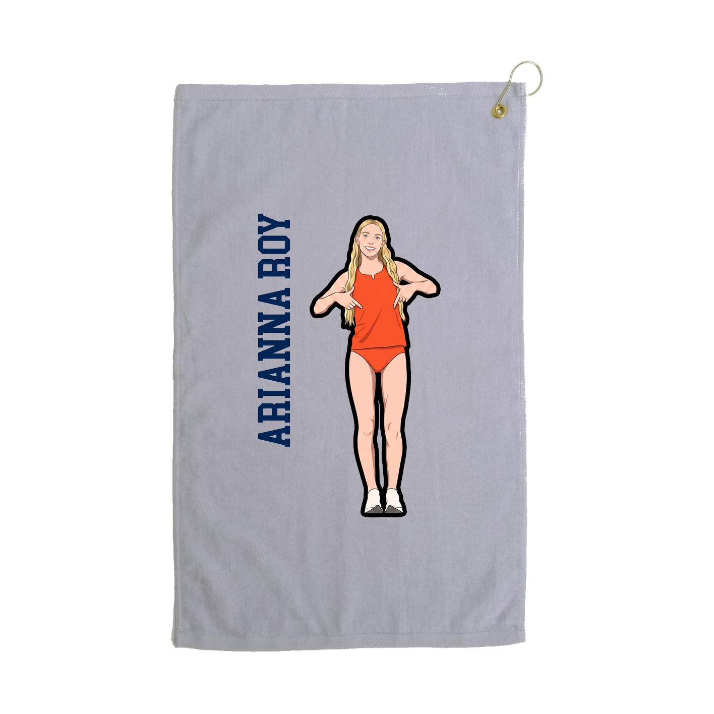 Golf Towel — Name Vertical in Grey
