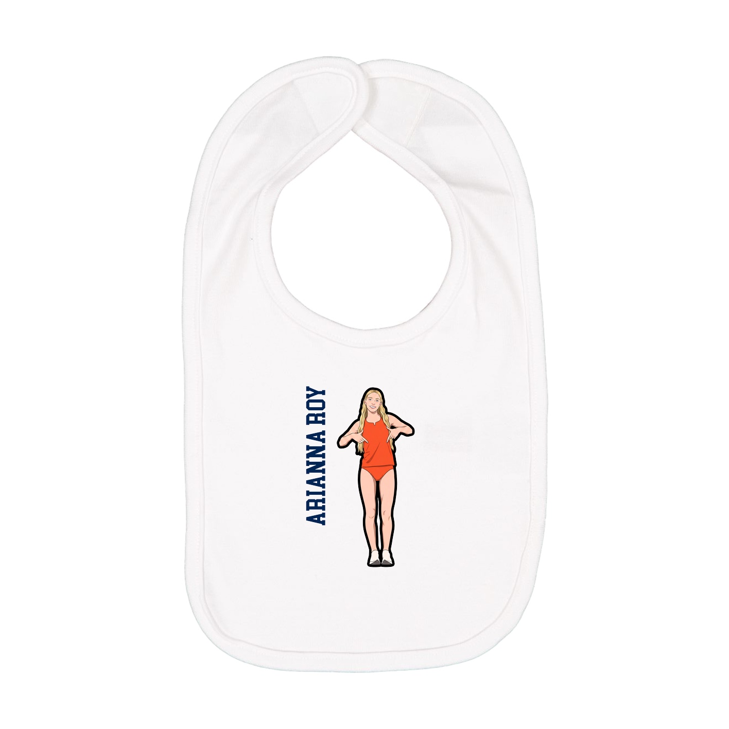 Infant Bib — Name Vertical in White