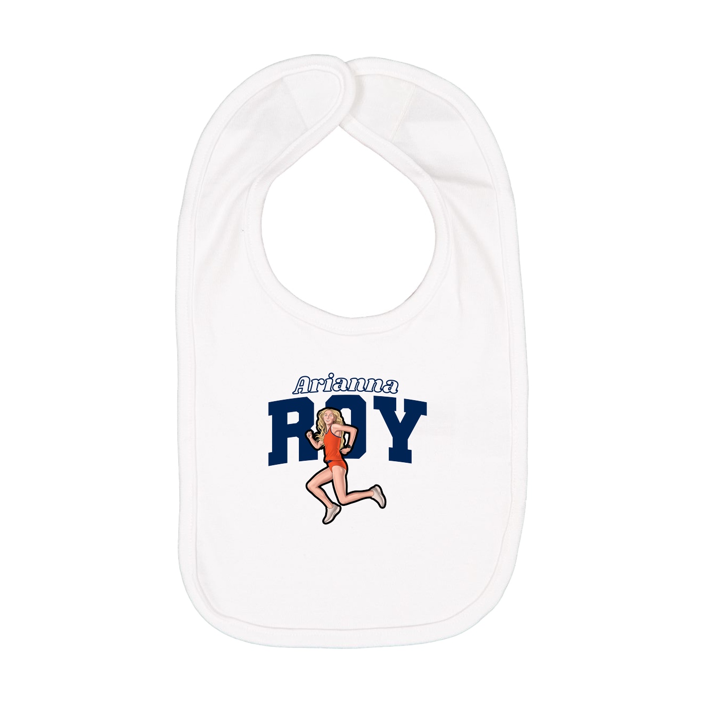 Infant Bib — Name Arch in White