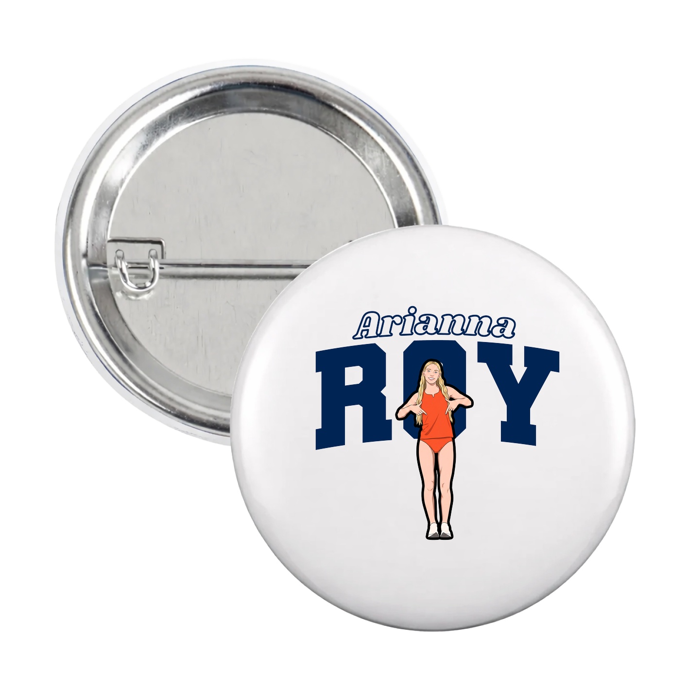Game Day Button — Name Arch in White