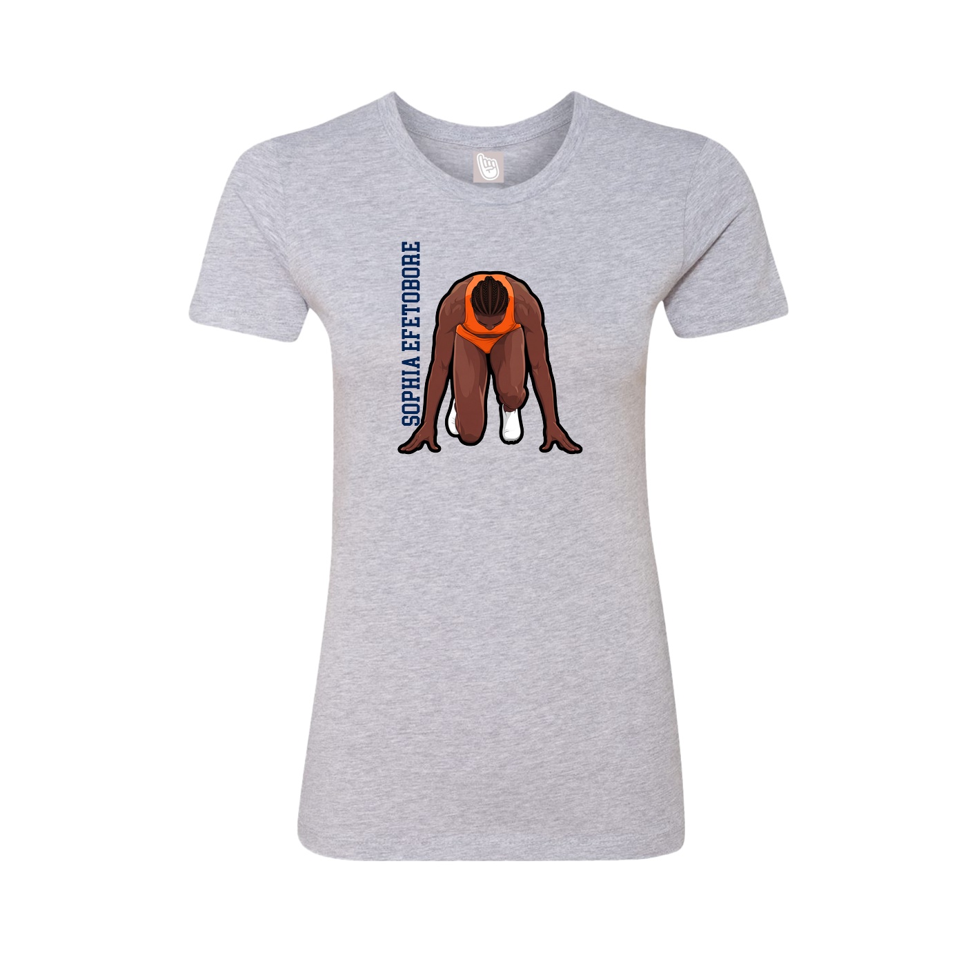 Fitted Women's Tee — Name Vertical in Grey