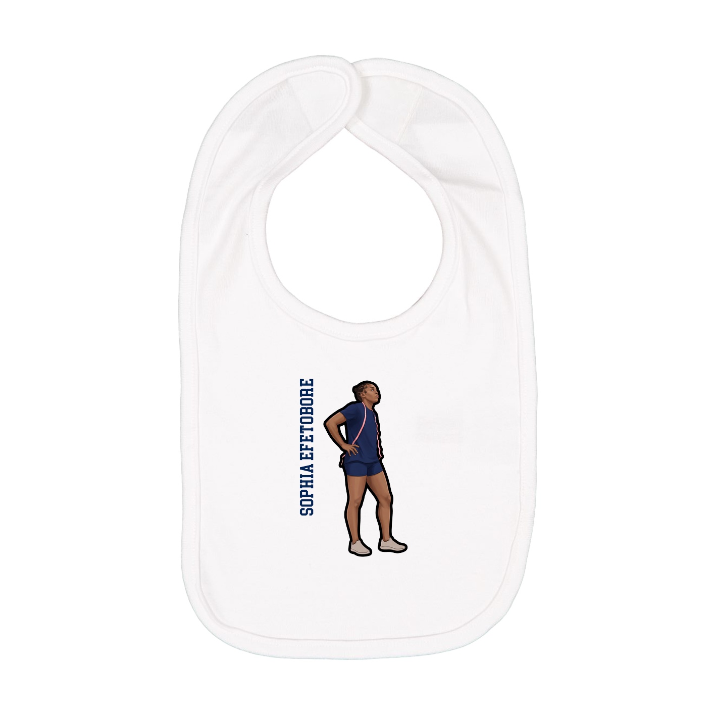 Infant Bib — Name Vertical in White