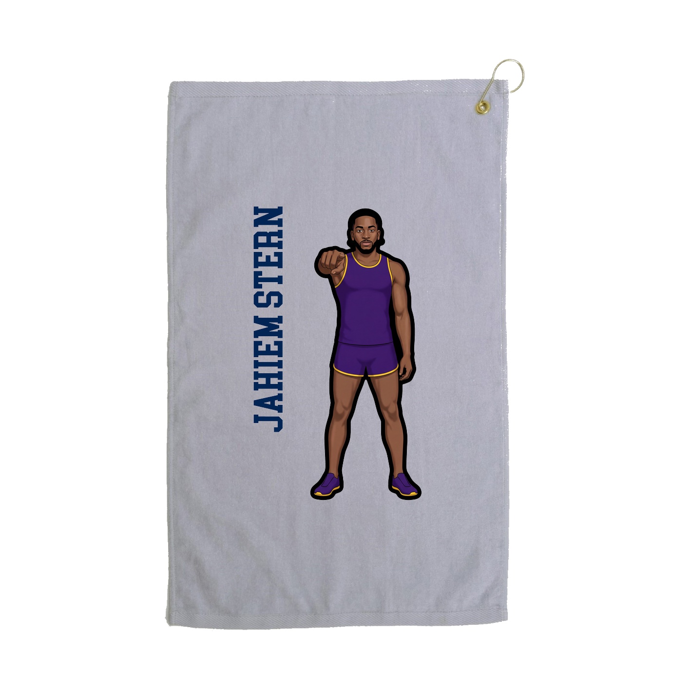 Golf Towel — Name Vertical in Grey