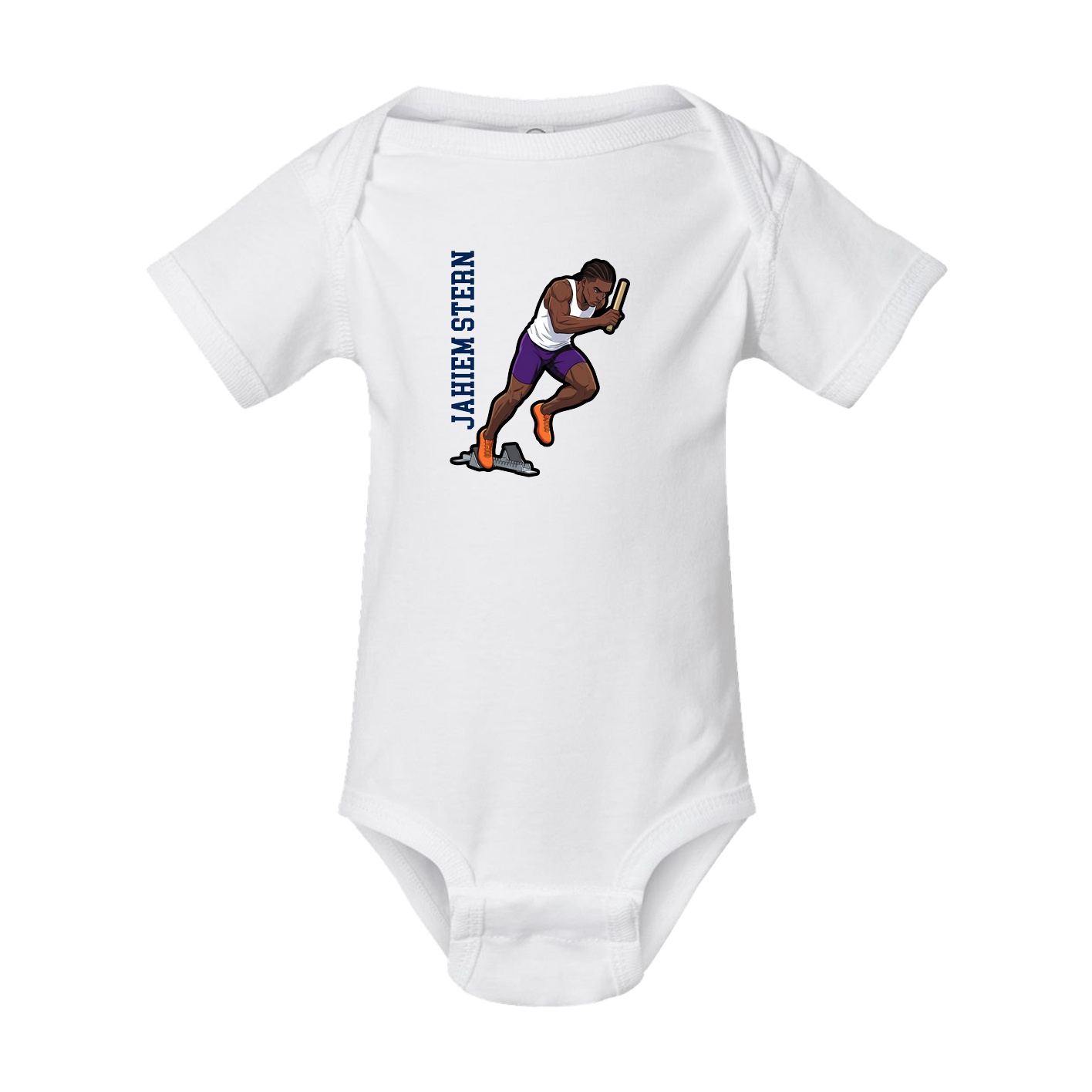Baby Onesie — Name Vertical in White