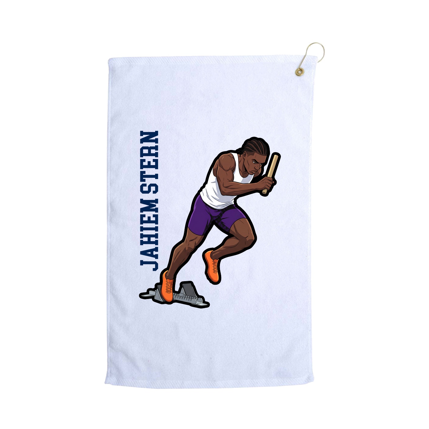 Golf Towel — Name Vertical in White