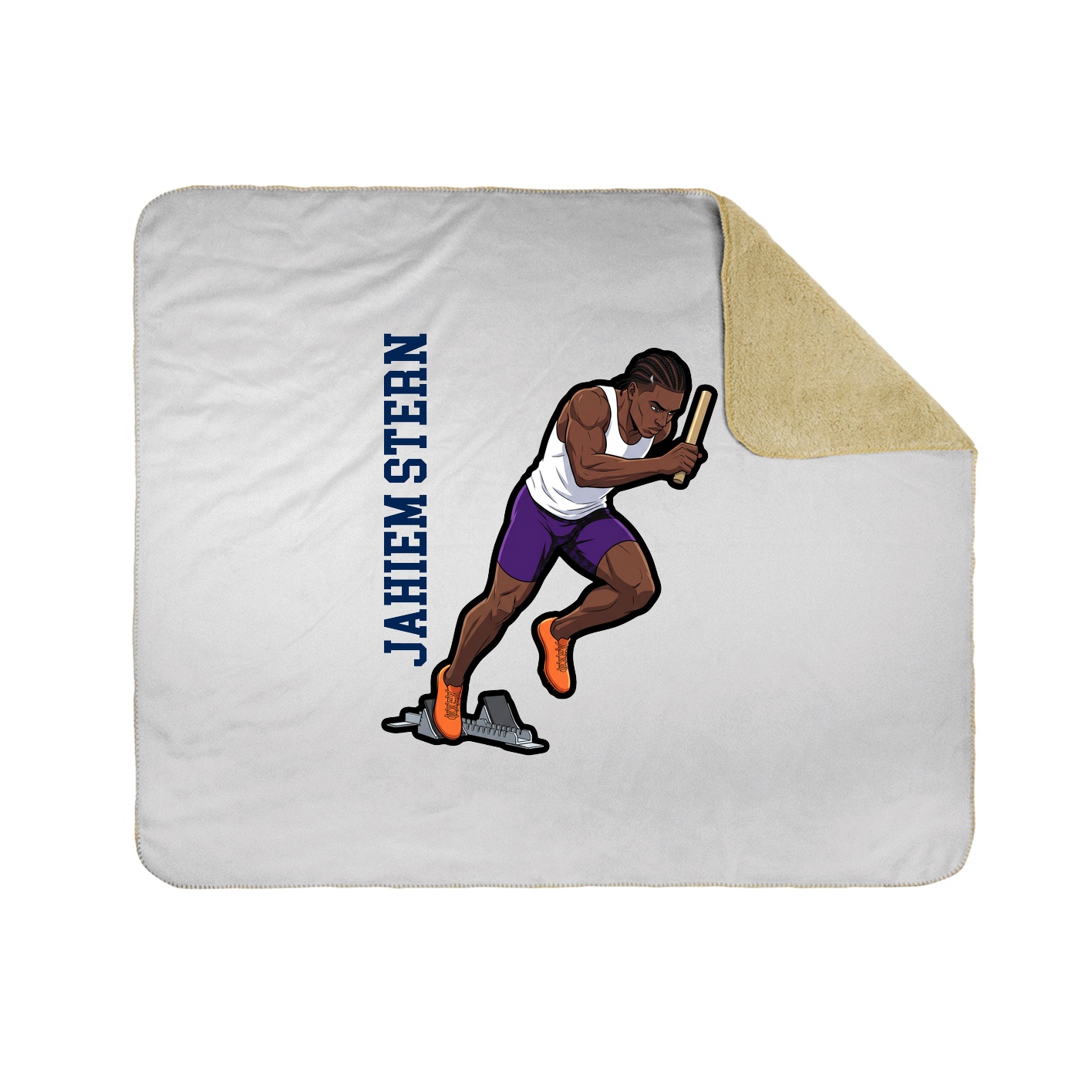 Throw Blanket — Name Vertical in White