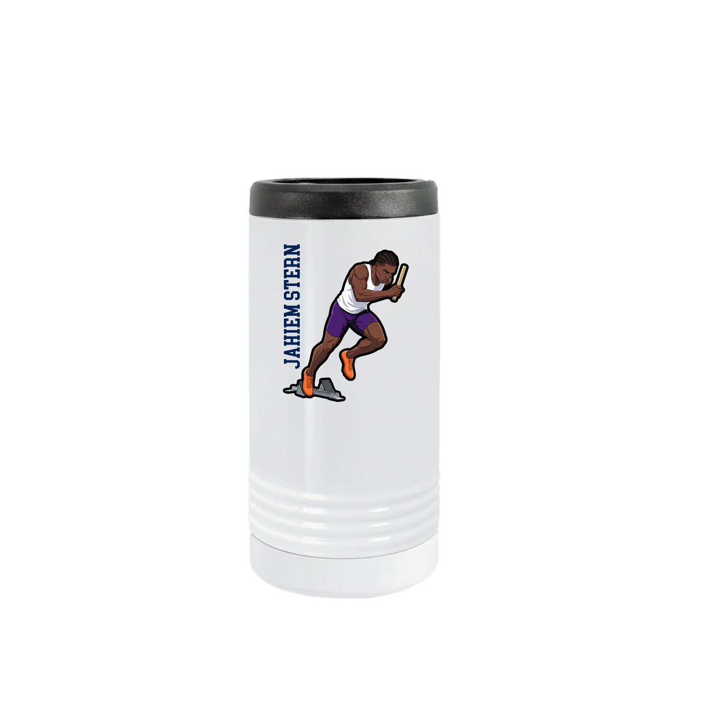 Slim Beverage Holder — Name Vertical in White