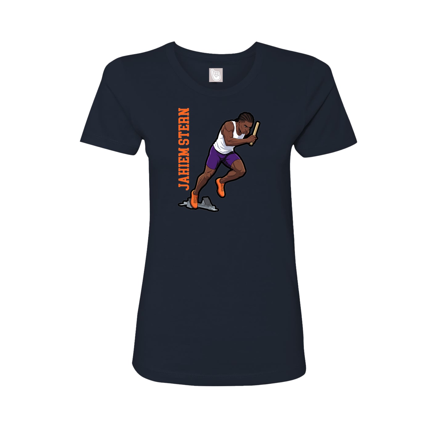 Fitted Women's Tee — Name Vertical in Navy