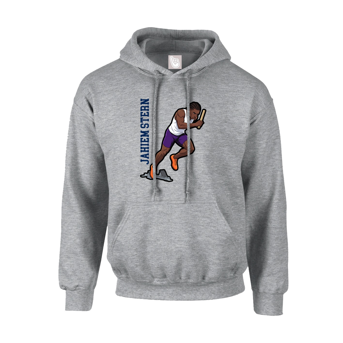 Youth Hoodie — Name Vertical in Grey