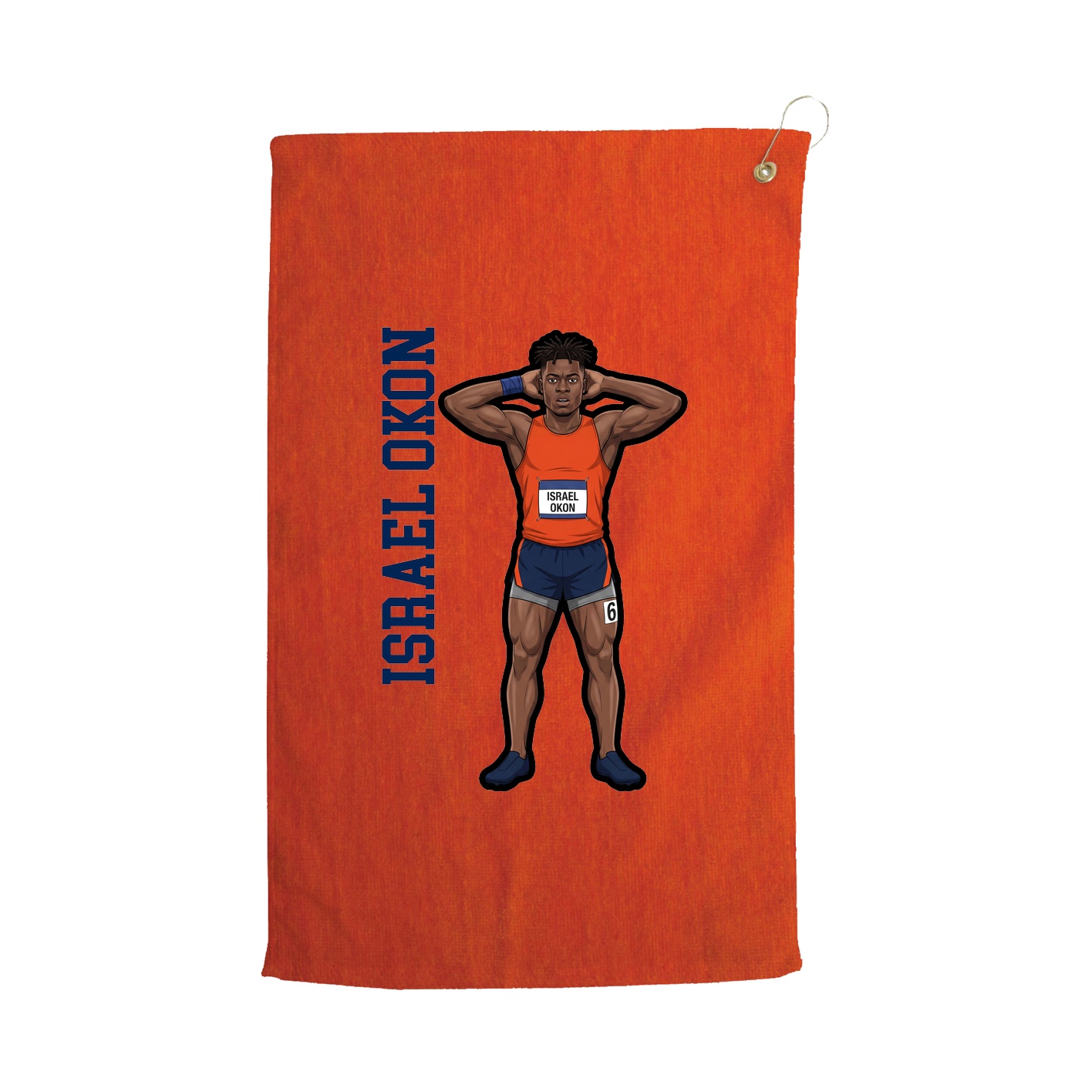 Golf Towel — Name Vertical in Orange