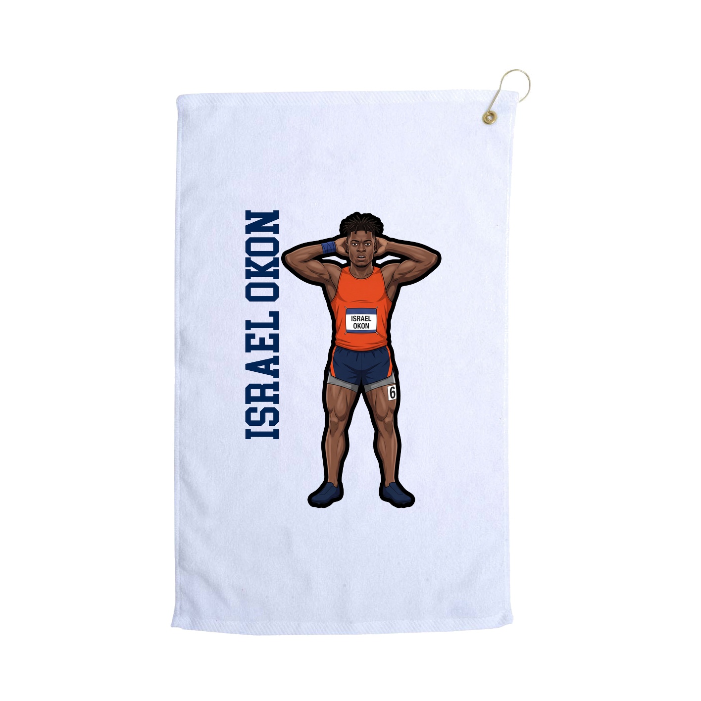 Golf Towel — Name Vertical in White