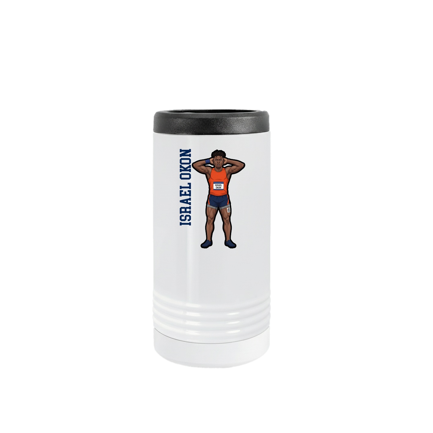 Slim Beverage Holder — Name Vertical in White