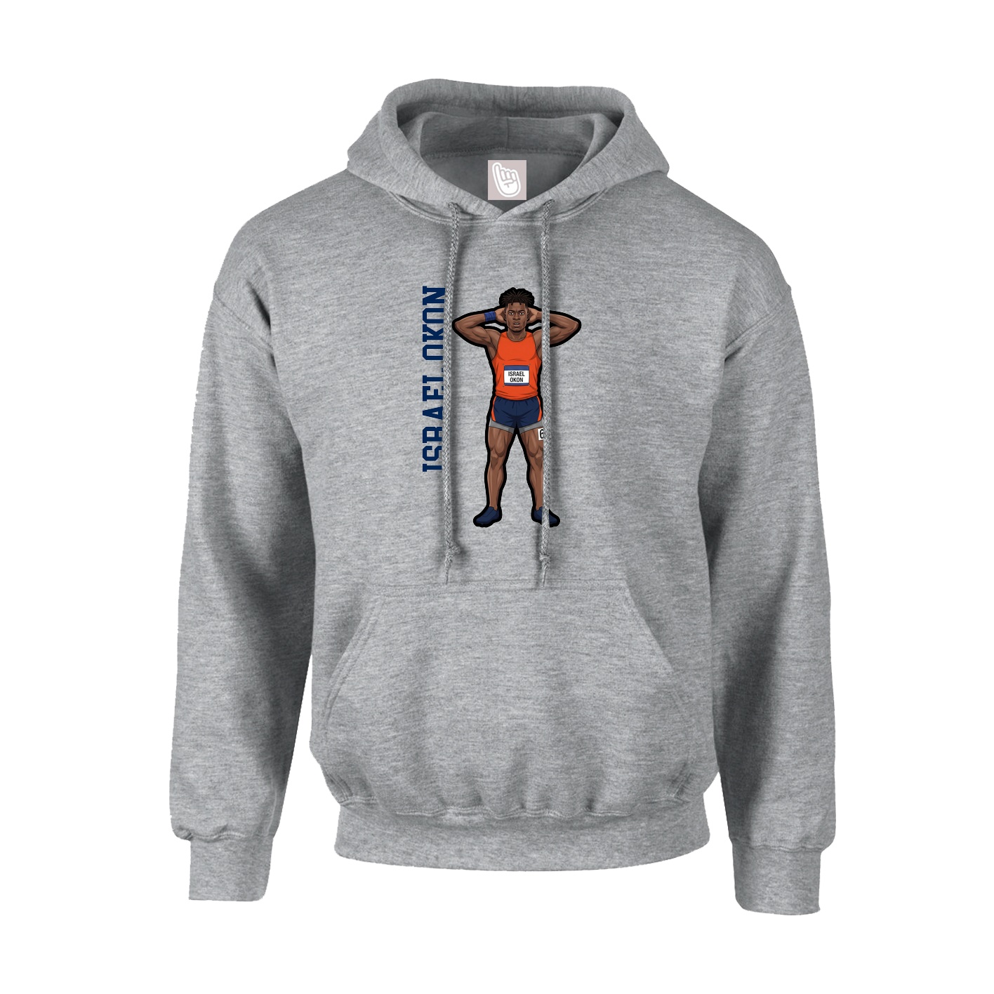 Hoodie — Name Vertical in Grey