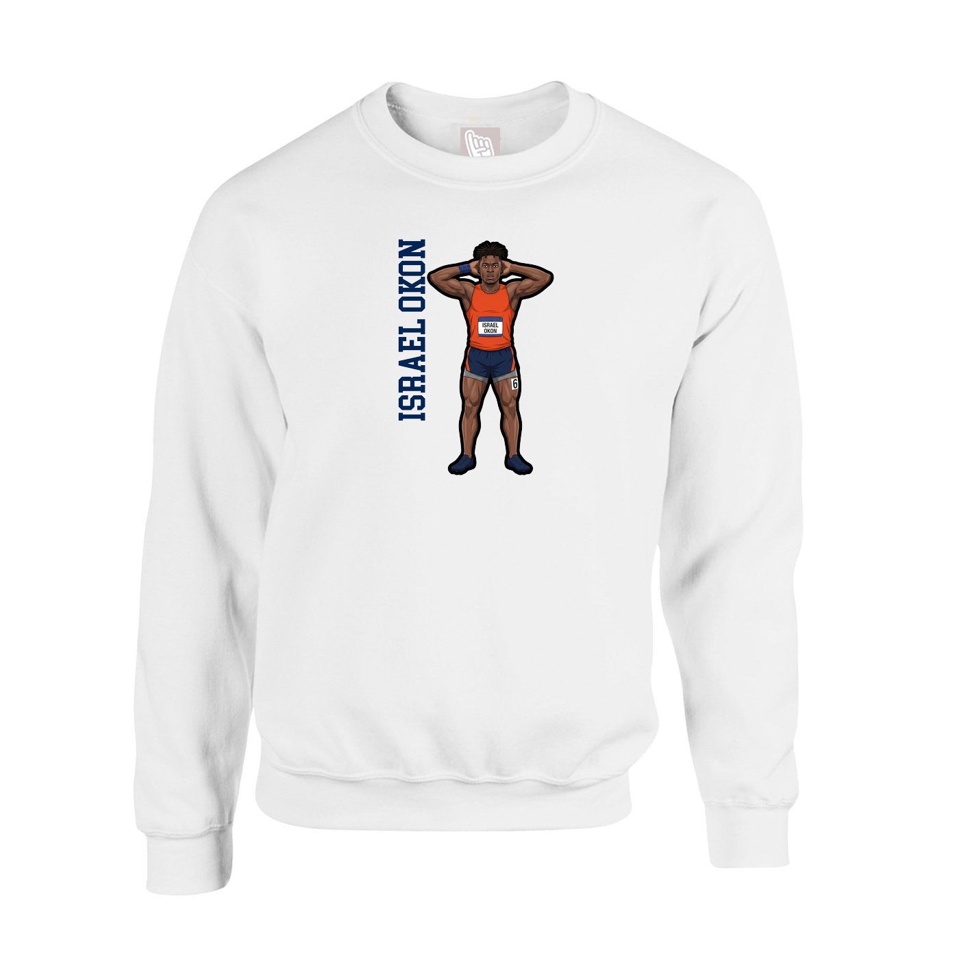 Fleece Crew — Name Vertical in White