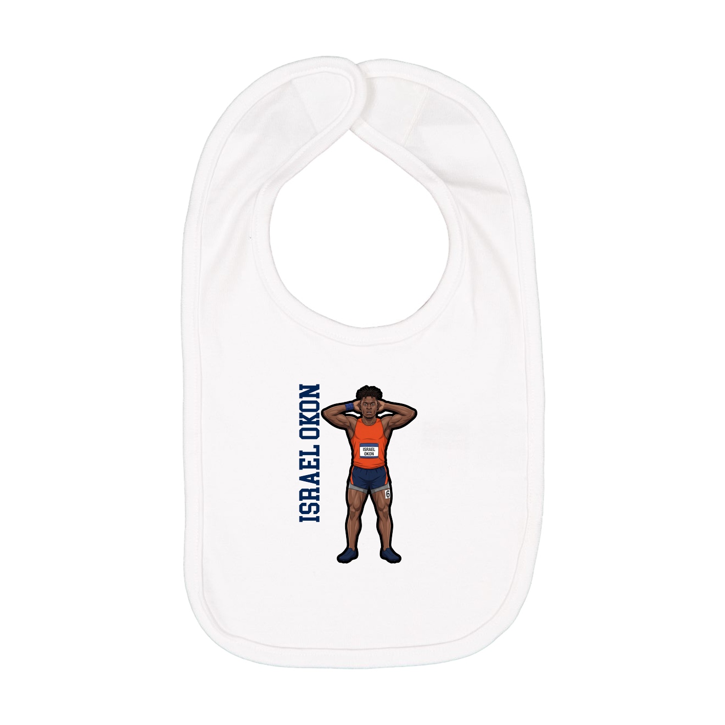 Infant Bib — Name Vertical in White