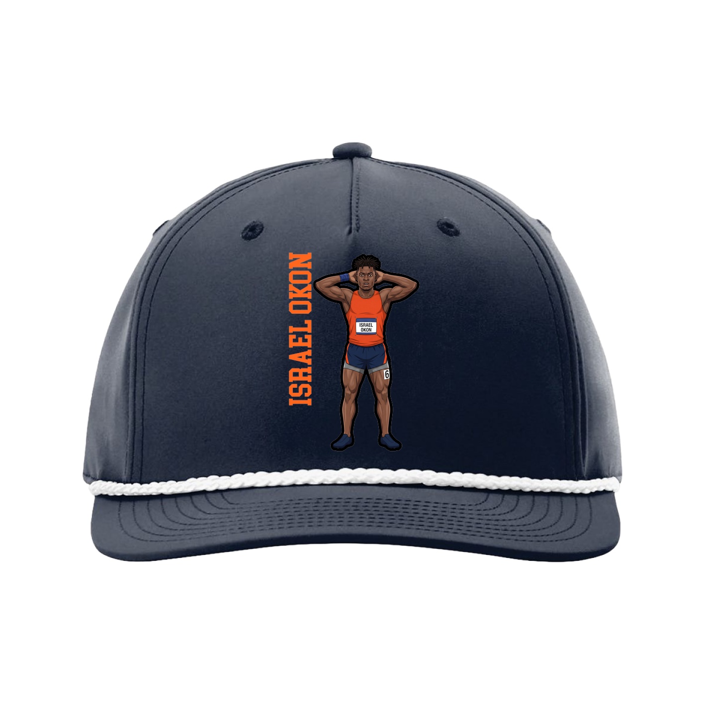 Five-Panel Classic Rope Cap — Name Vertical in Navy