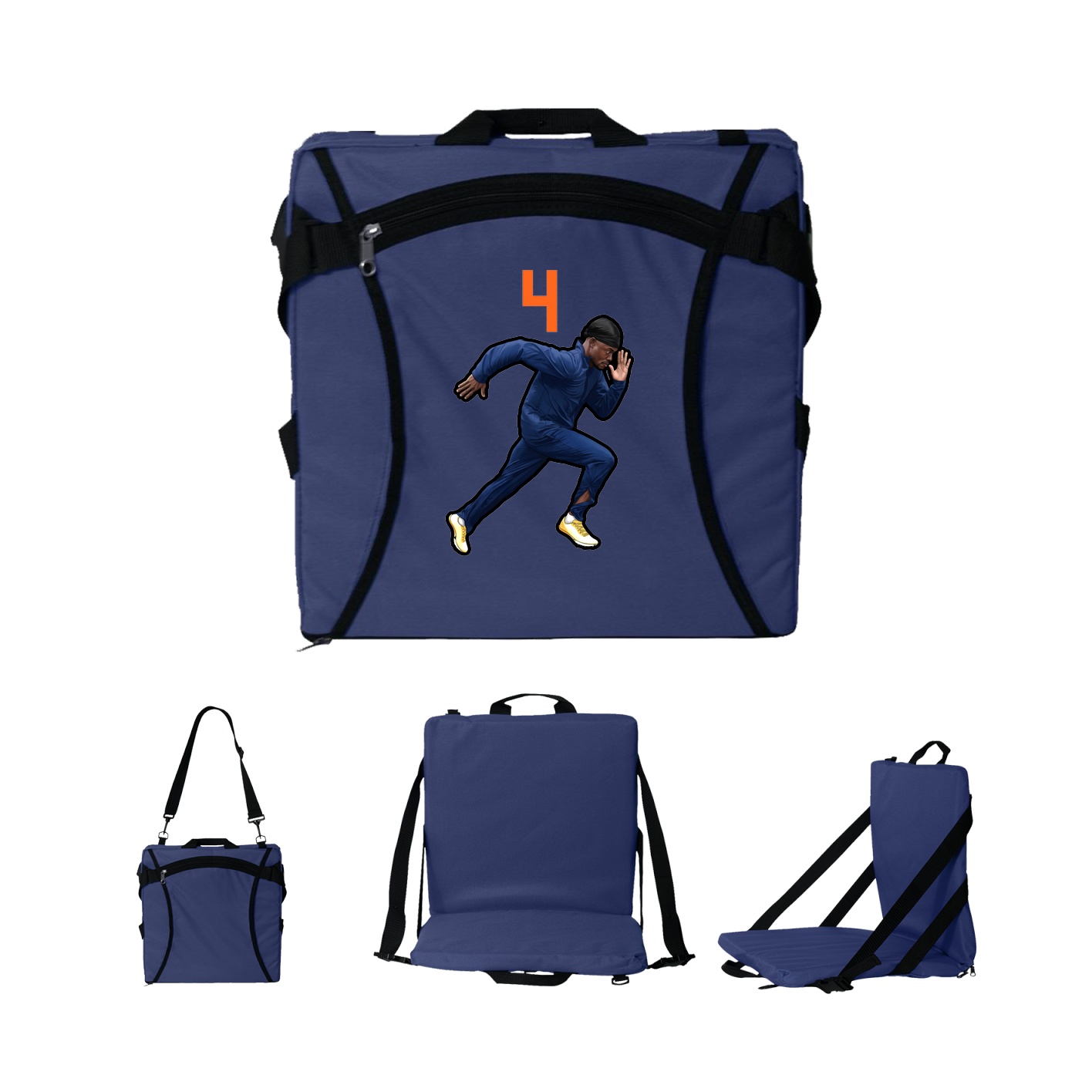 Folding Stadium Seat — Number Top in Navy