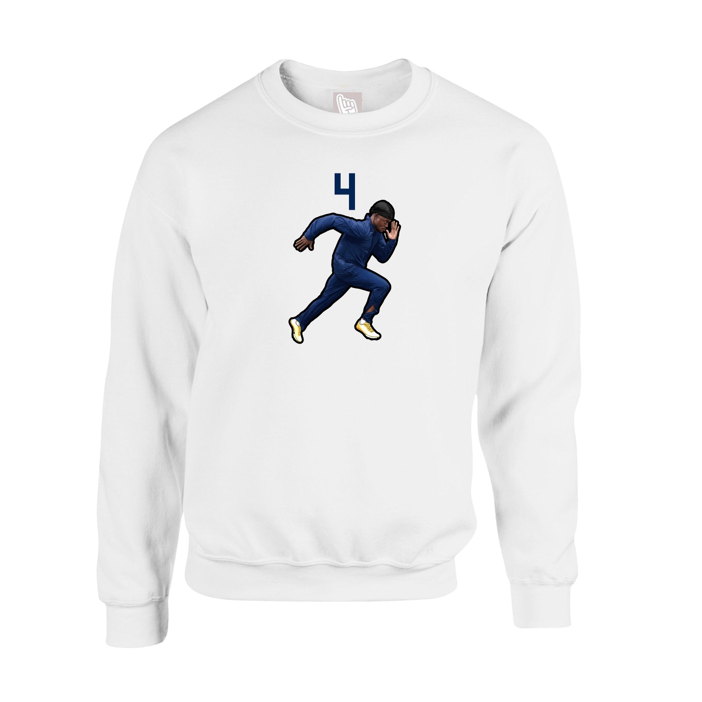 Fleece Crew — Number Top in White