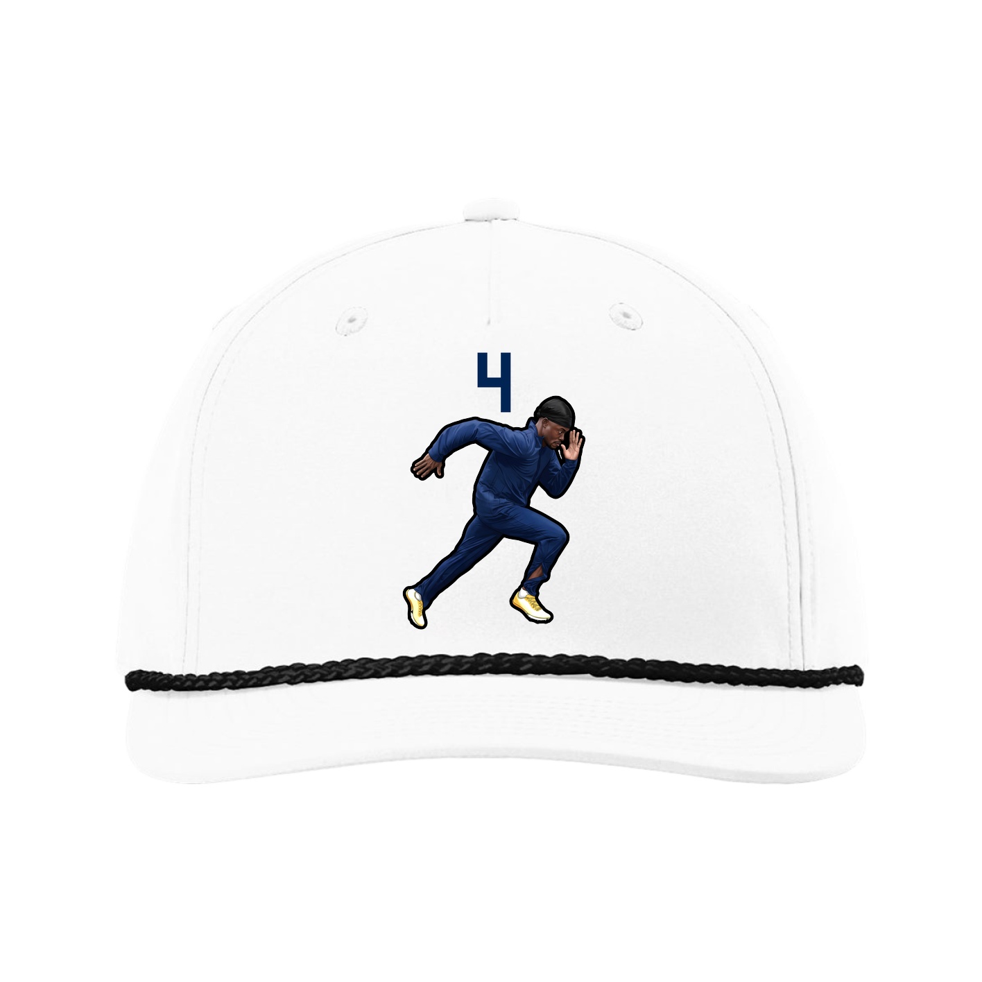 Five-Panel Classic Rope Cap — Number Top in White