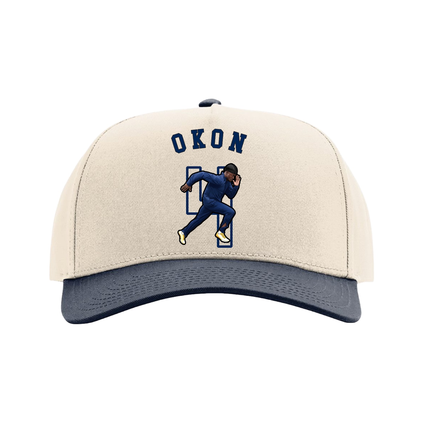 Full Fabric Five-Panel Champ Cap — Shirsey Arch in Cream/Navy