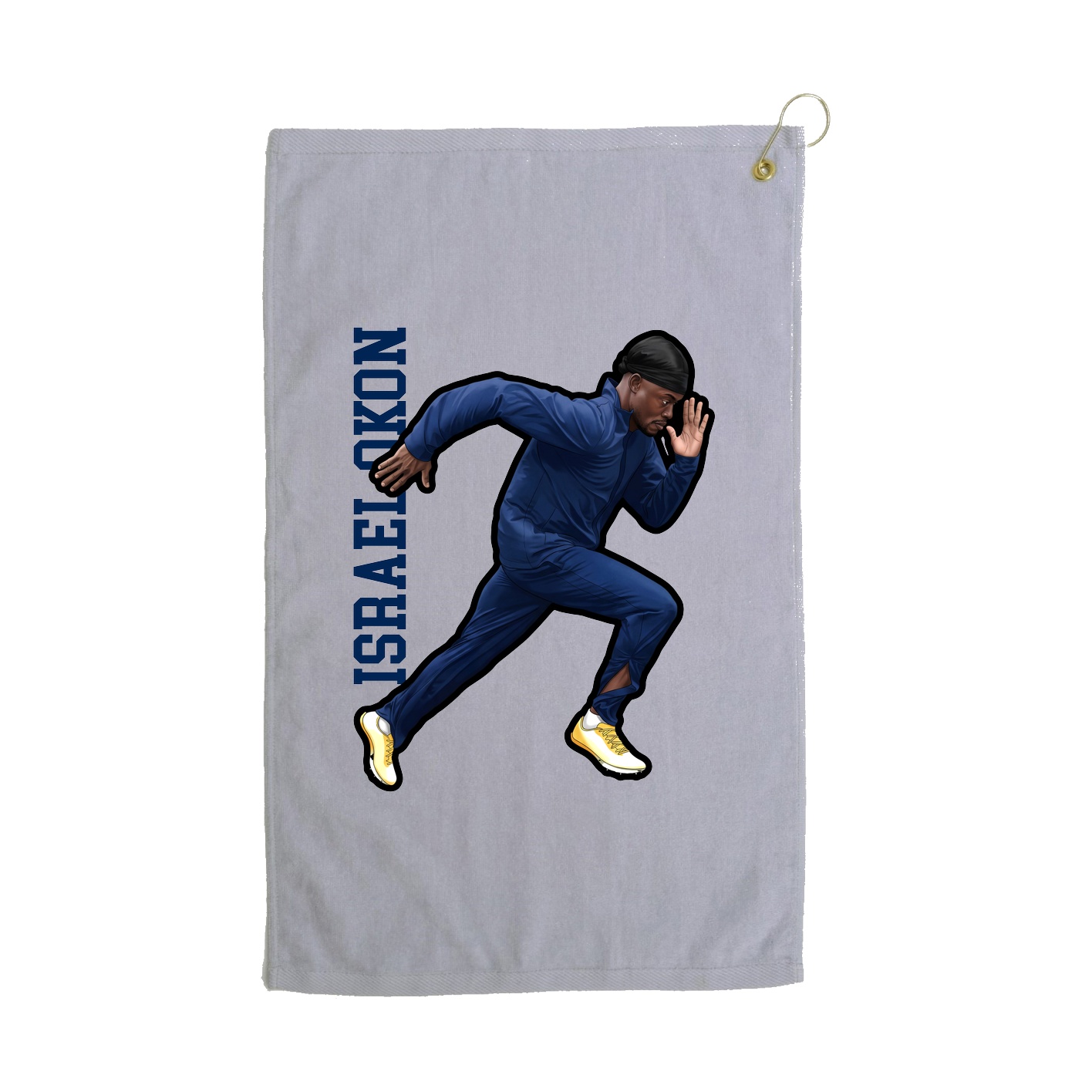 Golf Towel — Name Vertical in Grey