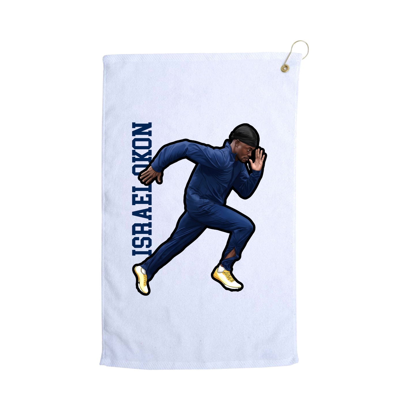 Golf Towel — Name Vertical in White