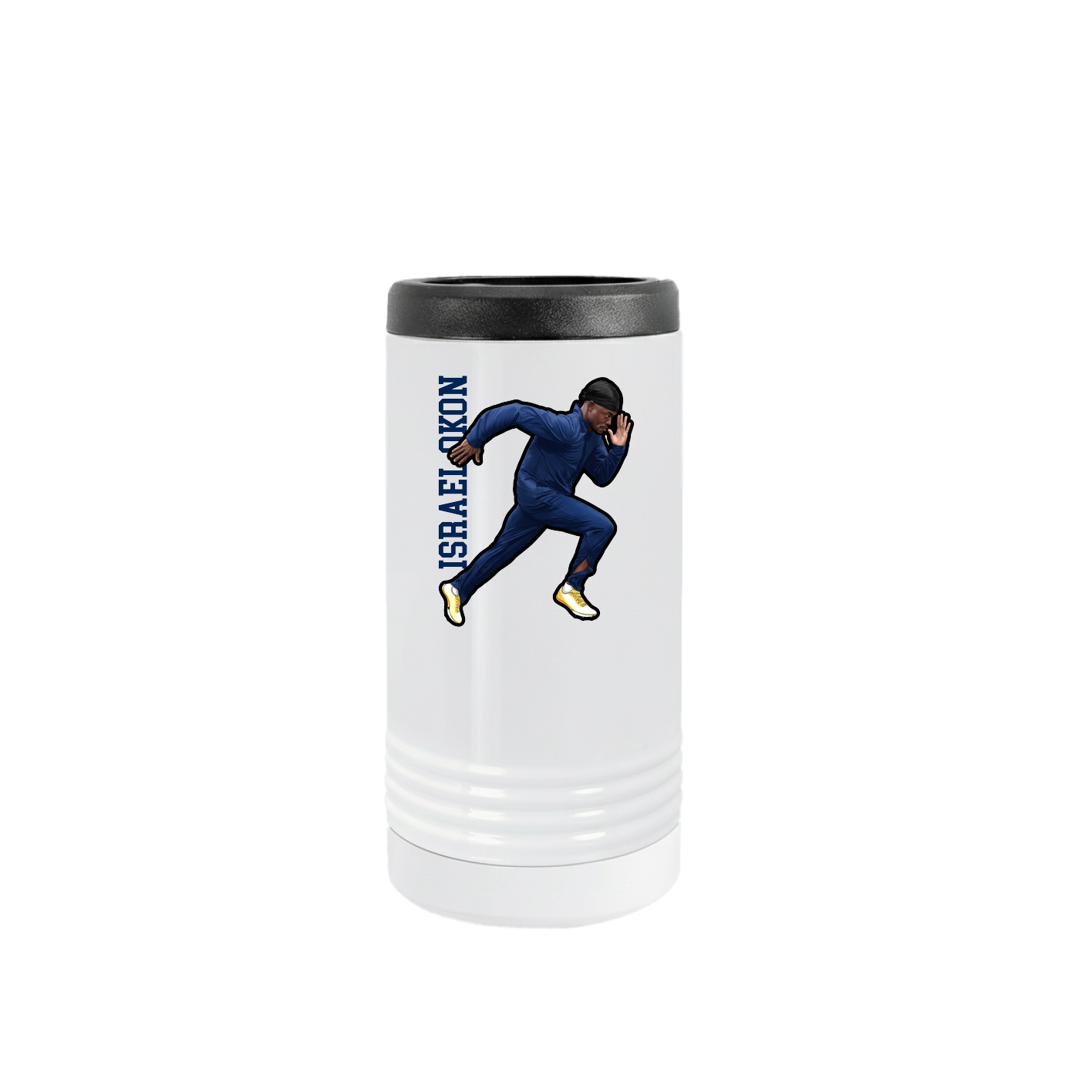 Slim Beverage Holder — Name Vertical in White